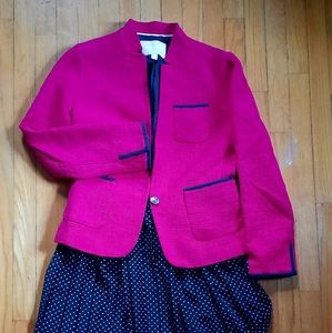 Banana Republic Pink Single Button Tweed Blazer with Pockets